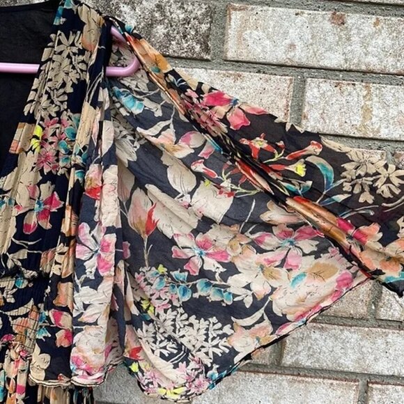 EUC Love Sam boho floral tie front smock waist open sleeve dress size S - Picture 7 of 7